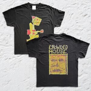 Crowded House Euro Tour 982  Style Rock Unisex T-Shirt 2 Sided